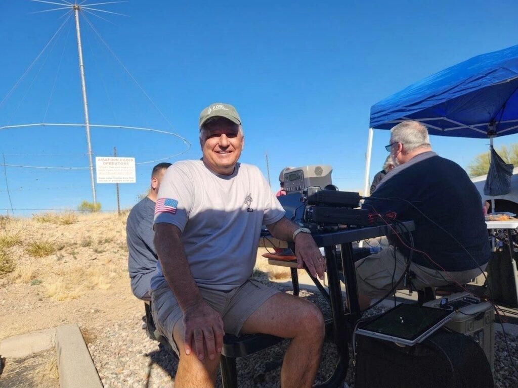 WVARC member at the Titan Missile Museum discone antenna