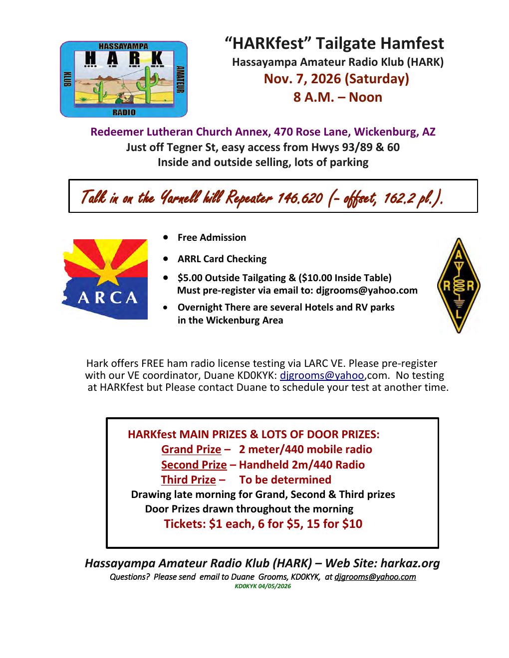 HARKfest Tailgate Hamfest flyer
